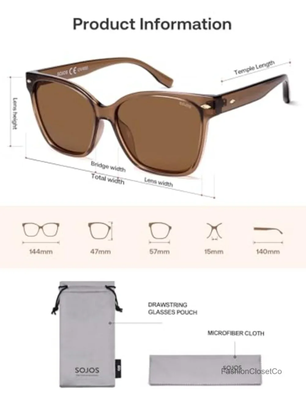 Trendy Square Oversized Polarized Sunglasses UV400 Protection